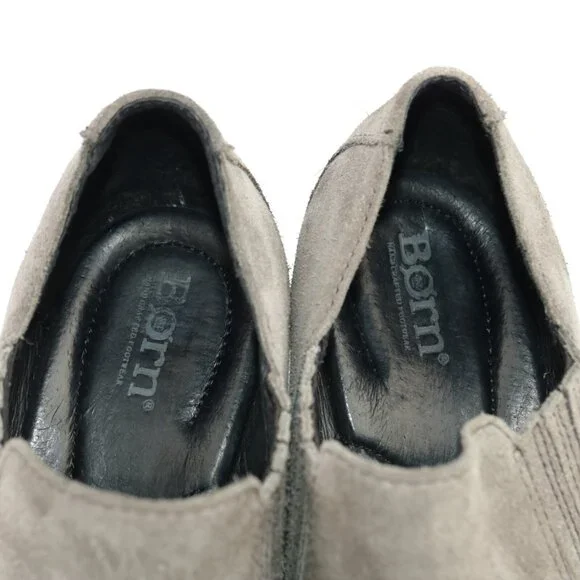Born Womens Fredrika Boots Size 8.5 Gray Distressed Suede Bootie Mid Block Heel - Picture 9 of 12